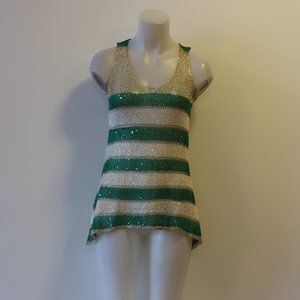 JEAN CLAUDE PIERLOT GOLD GREEN SLEEVELESS TOP S/M*